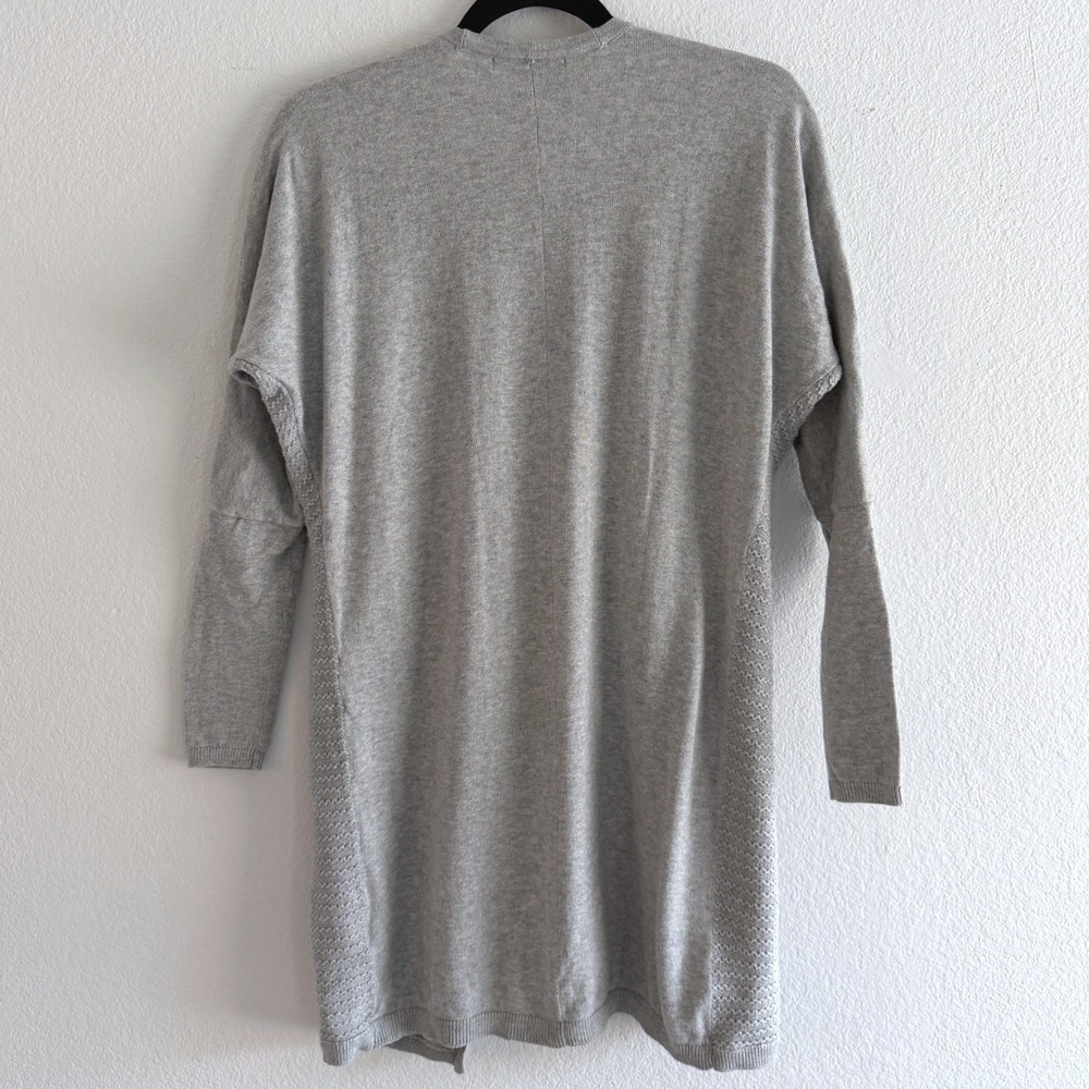 Tahari Womens Gray Cotton Cashmere Textured Open Front Longline Cardigan Size S - Picture 4 of 7